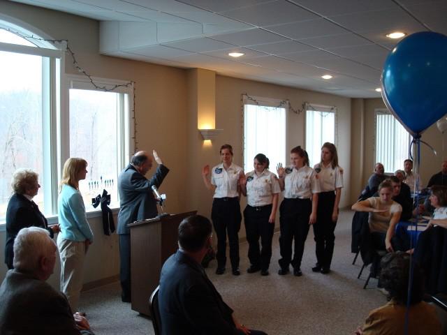 2008 - Jan. 6, 2008 Installation of Youth Corps Officers: Berta Bumbolow, Frannie Sills, Laina Ramsey, Hannah Zimmerman